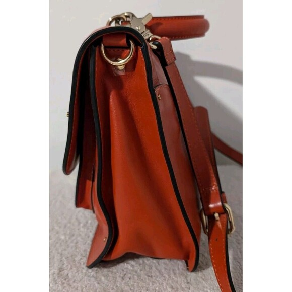 Tory Burch Priscilla Crossbody Hand Bag Frame Satchel Orange - Picture 13 of 16